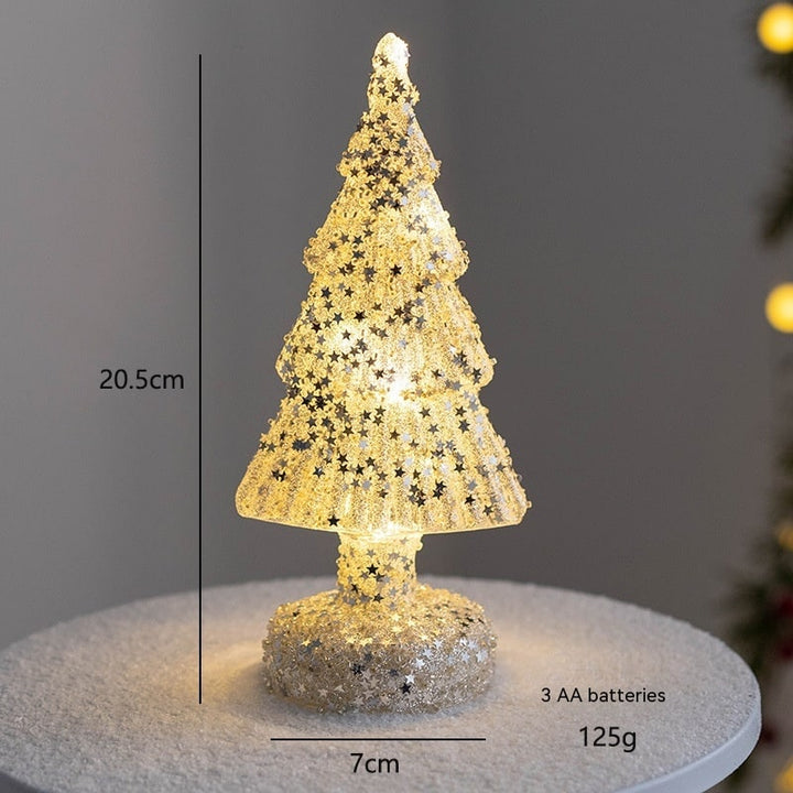 Voorverlichte glazen kerstboom voor op tafel met ledverlichting en sterpiek