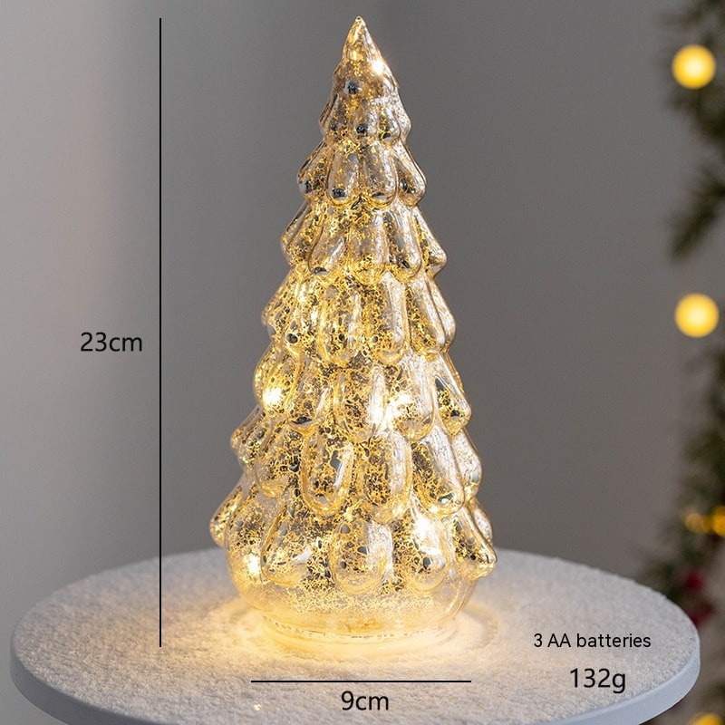Voorverlichte glazen kerstboom voor op tafel met ledverlichting en sterpiek