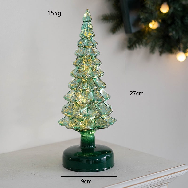 Voorverlichte glazen kerstboom voor op tafel met ledverlichting en sterpiek