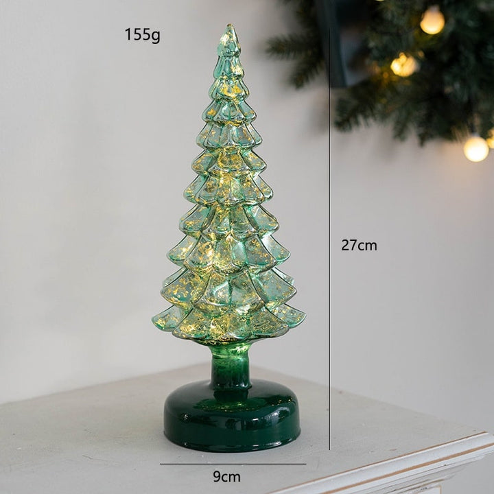 Voorverlichte glazen kerstboom voor op tafel met ledverlichting en sterpiek