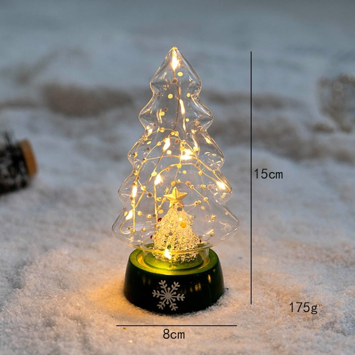 Voorverlichte glazen kerstboom voor op tafel met ledverlichting en sterpiek