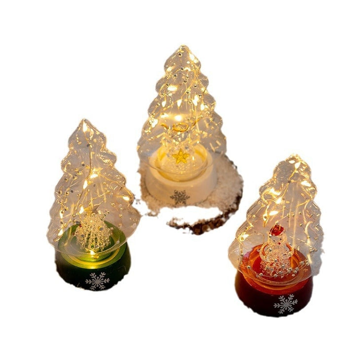 Voorverlichte glazen kerstboom voor op tafel met ledverlichting en sterpiek