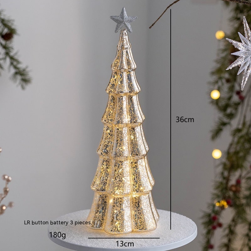 Voorverlichte glazen kerstboom voor op tafel met ledverlichting en sterpiek