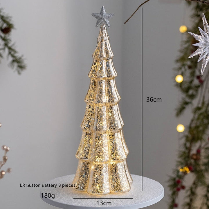 Voorverlichte glazen kerstboom voor op tafel met ledverlichting en sterpiek