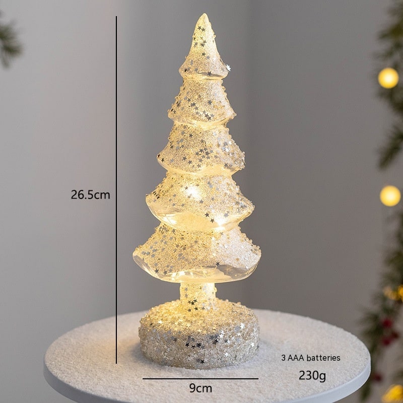 Voorverlichte glazen kerstboom voor op tafel met ledverlichting en sterpiek