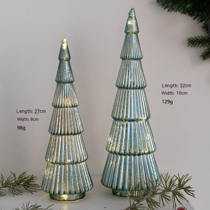 Voorverlichte glazen kerstboom voor op tafel met ledverlichting en sterpiek