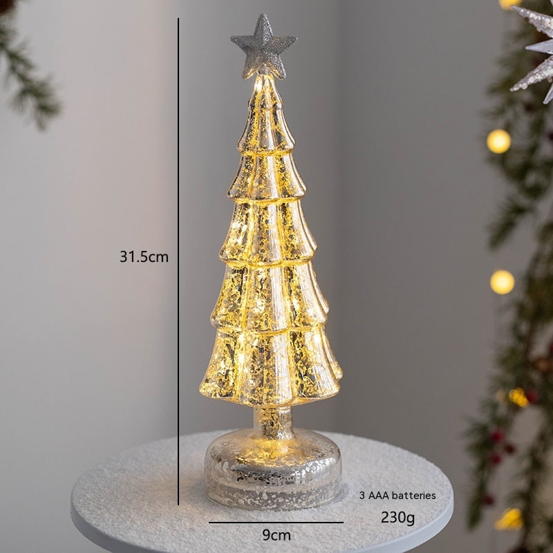 Voorverlichte glazen kerstboom voor op tafel met ledverlichting en sterpiek