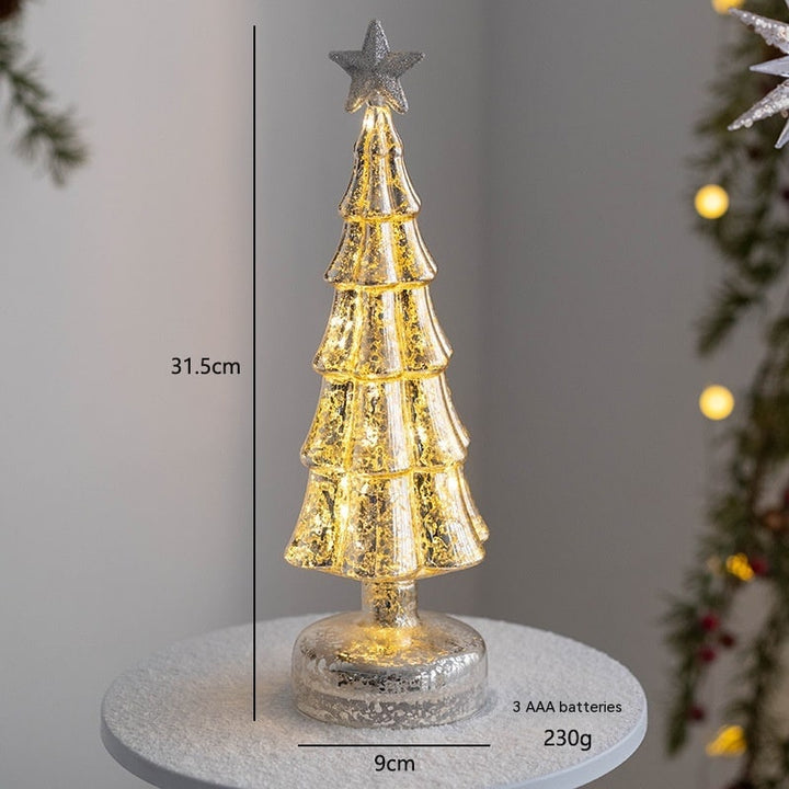 Voorverlichte glazen kerstboom voor op tafel met ledverlichting en sterpiek