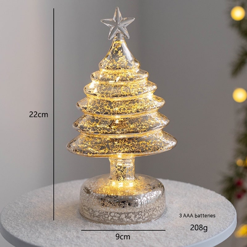 Voorverlichte glazen kerstboom voor op tafel met ledverlichting en sterpiek