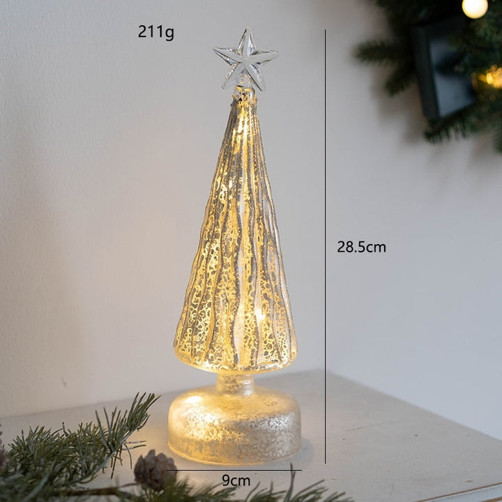 Voorverlichte glazen kerstboom voor op tafel met ledverlichting en sterpiek