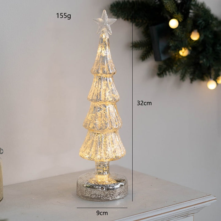 Voorverlichte glazen kerstboom voor op tafel met ledverlichting en sterpiek