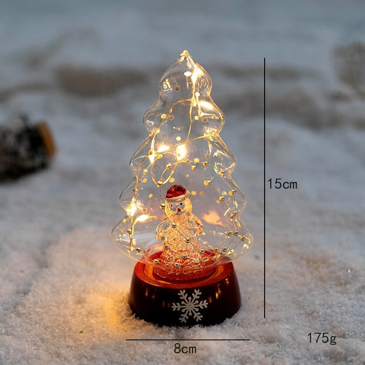 Voorverlichte glazen kerstboom voor op tafel met ledverlichting en sterpiek