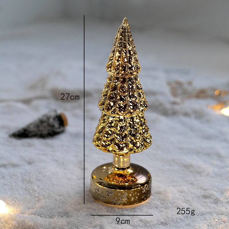 Voorverlichte glazen kerstboom voor op tafel met ledverlichting en sterpiek