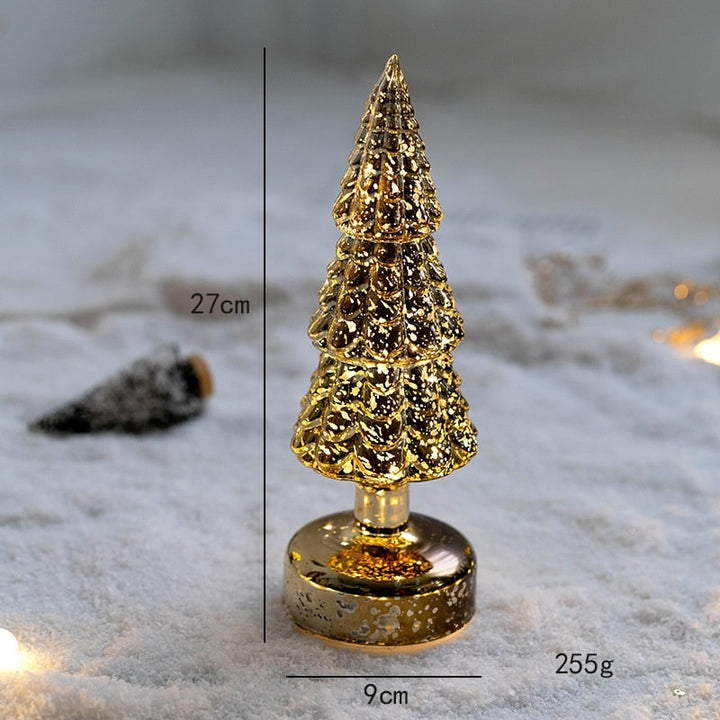 Voorverlichte glazen kerstboom voor op tafel met ledverlichting en sterpiek