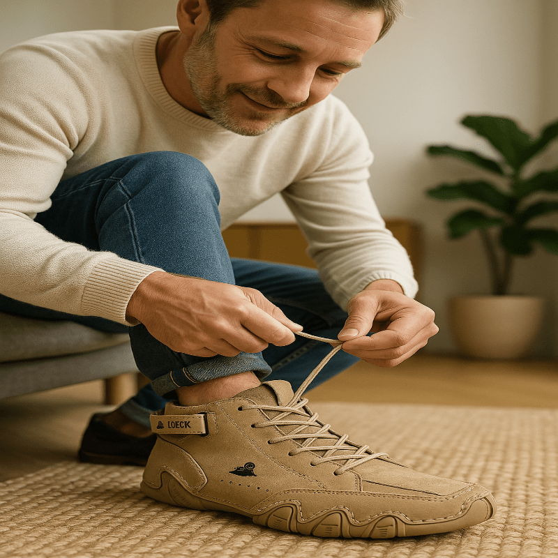 Herenschoenen enkellaarsjes veters suède leer hoog casual waterdicht