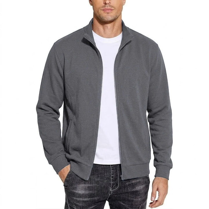 Herenvest van katoenen sweatstof met rits, ademend, klassiek los model