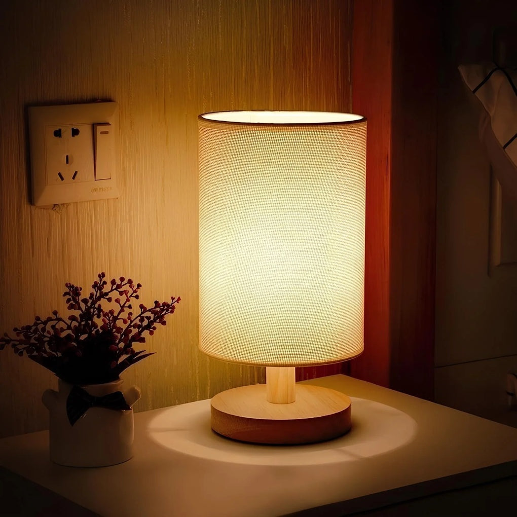 Moderne houten nachtkastlamp