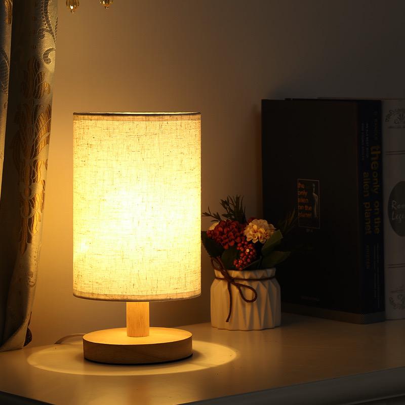 Moderne Houten Lamp voor Nachtkastje | Dimbaar & Afstandsbediening