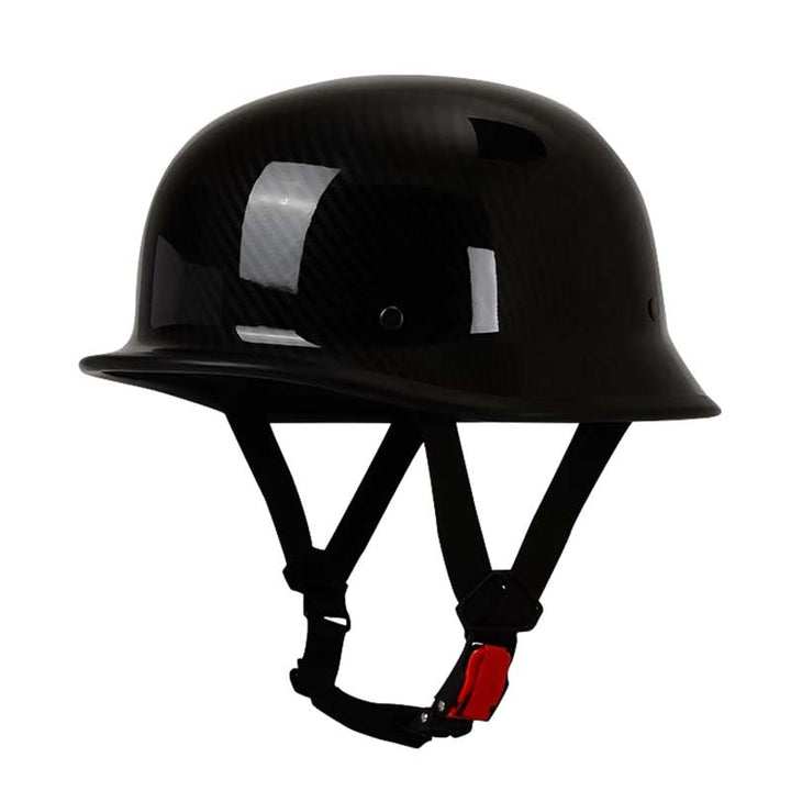Motor halve helm open face Duitse stijl snelsluiting verstelbare kinband