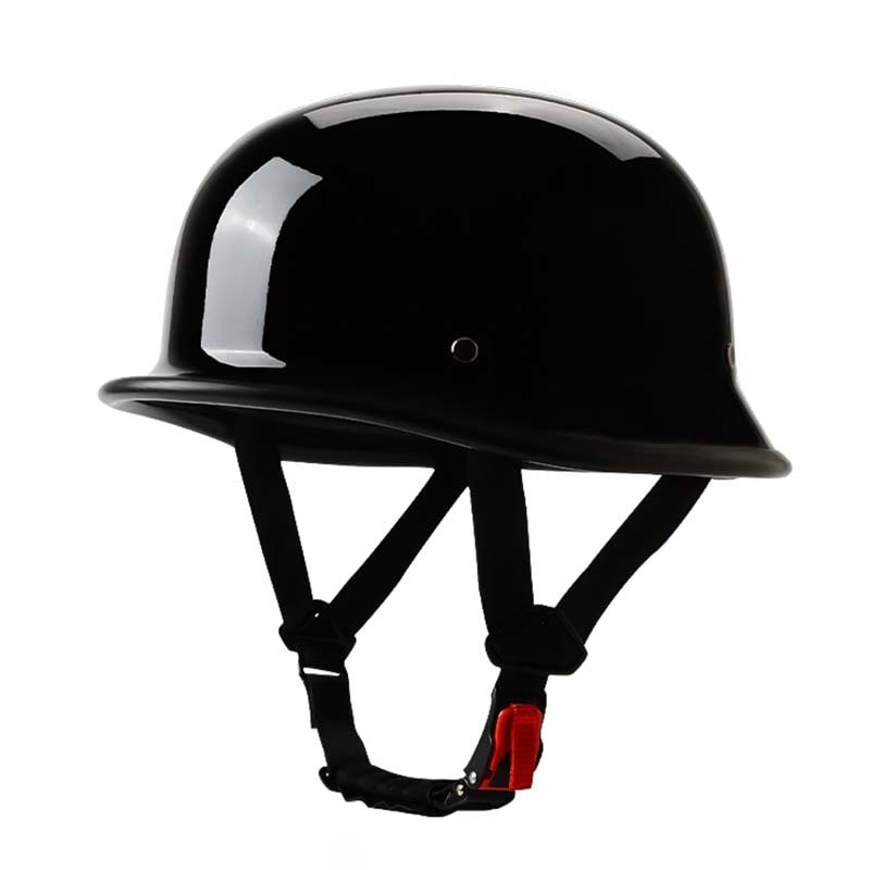 Motor halve helm open face Duitse stijl snelsluiting verstelbare kinband