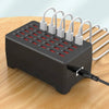 Oplaadstation voor meerdere apparaten, USB-oplader hub 30 poorten, zwart, rechthoekig, multi