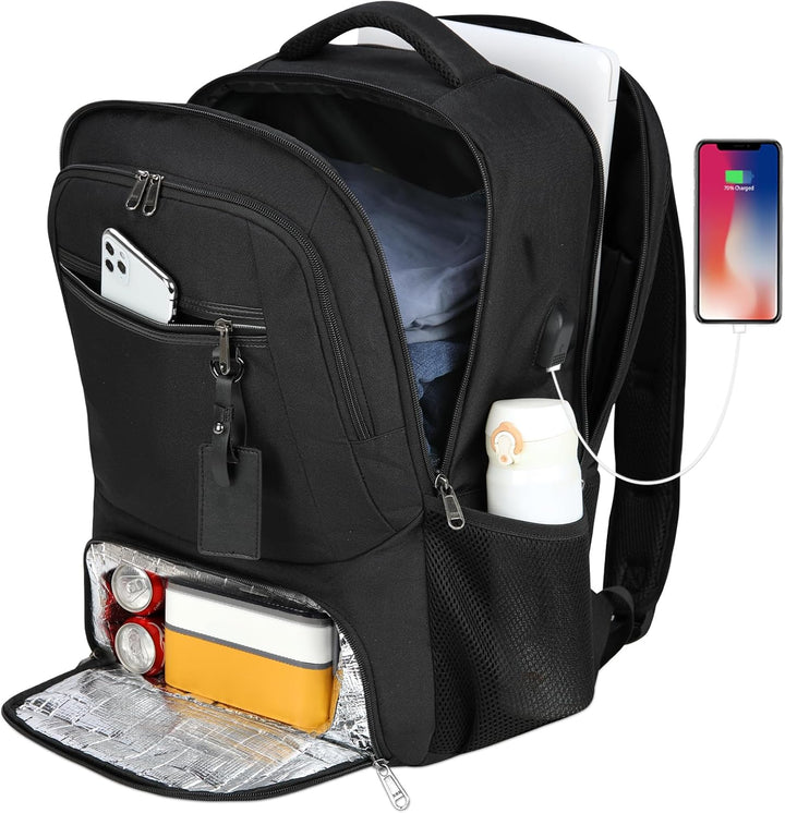 Waterdichte Laptop & Lunch Rugzak met USB Poort – Multi-Vak Reistas Valtor