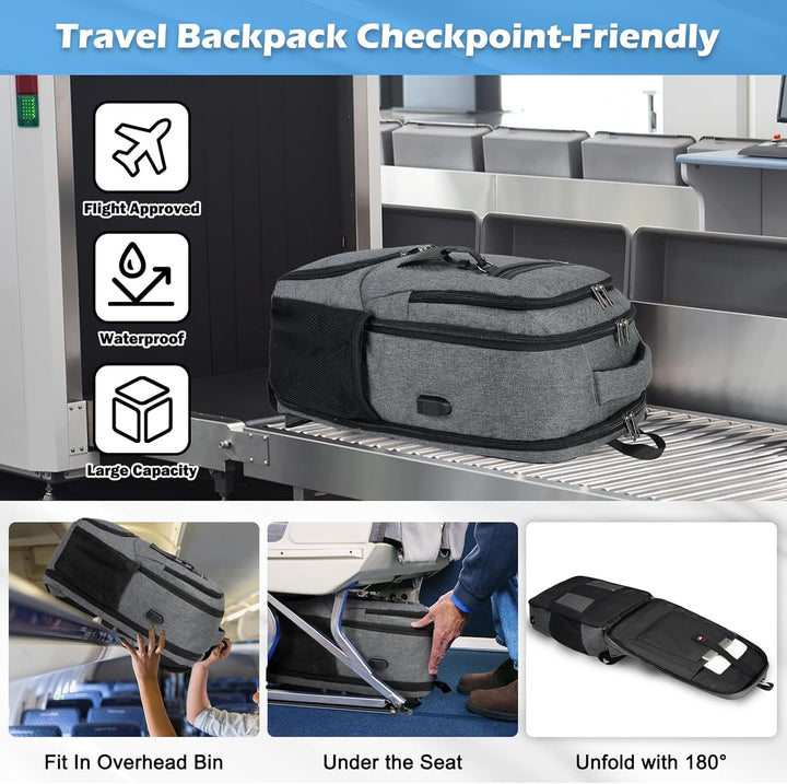 Waterdichte Laptop & Lunch Rugzak met USB Poort – Multi-Vak Reistas Valtor