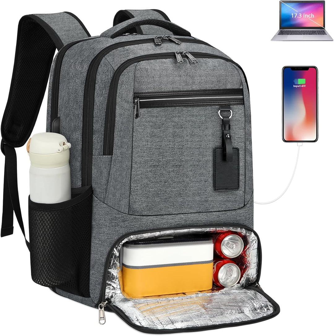 Waterdichte Laptop & Lunch Rugzak met USB Poort – Multi-Vak Reistas Valtor