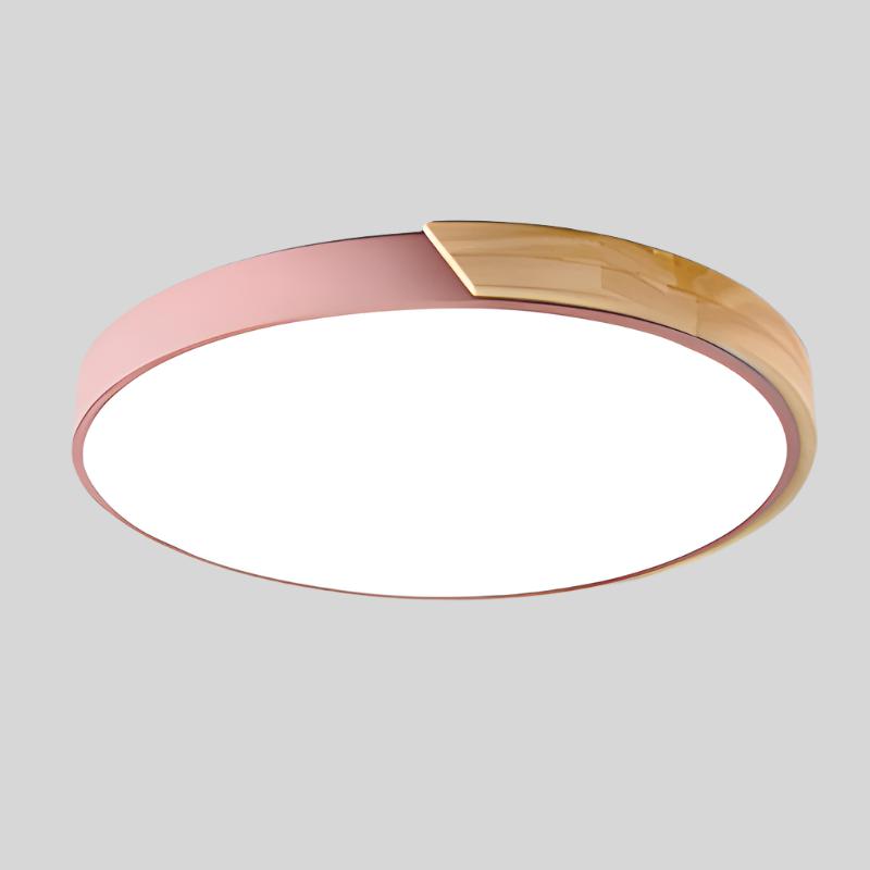 Scandinavische LED-plafondlamp in macaronvorm met houtaccent voor woonkamer of slaapkamer