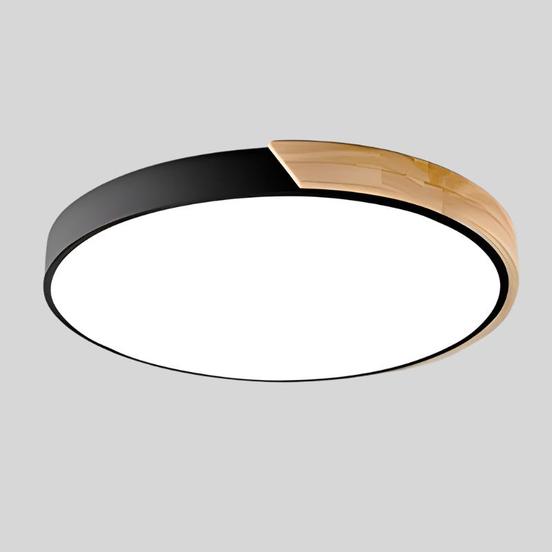 Scandinavische LED-plafondlamp in macaronvorm met houtaccent voor woonkamer of slaapkamer