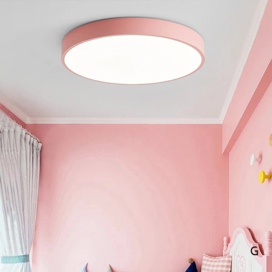 Scandinavische LED-plafondlamp in macaronvorm met houtaccent voor woonkamer of slaapkamer
