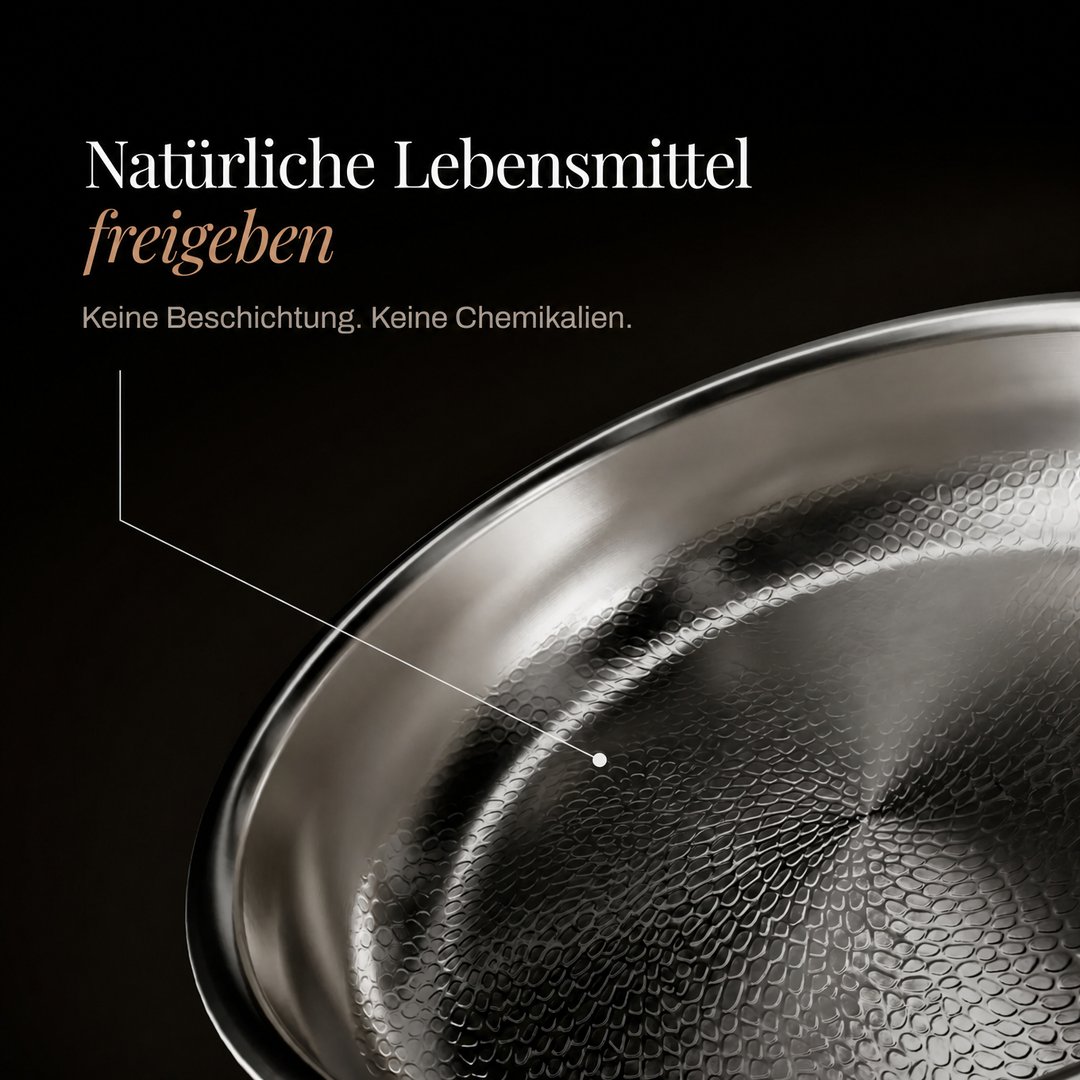 Met de hand gehamerde titanium braadpan met coatingvrij oppervlak