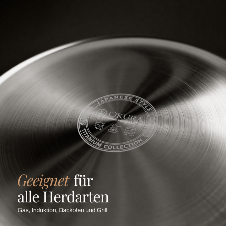 Met de hand gehamerde titanium braadpan met coatingvrij oppervlak