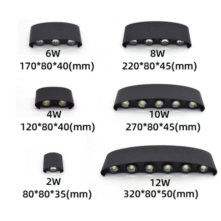 LED-buitenwandlamp omhoog en omlaag, modern, slank en weerbestendig
