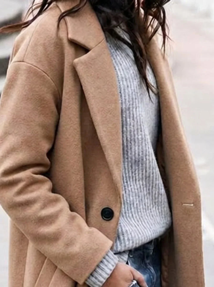 Oversized winterjas met knopen en revers