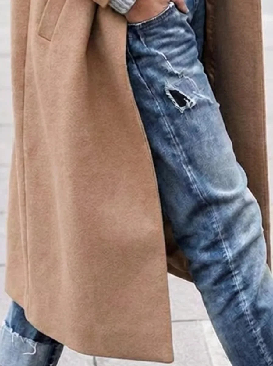 Oversized winterjas met knopen en revers