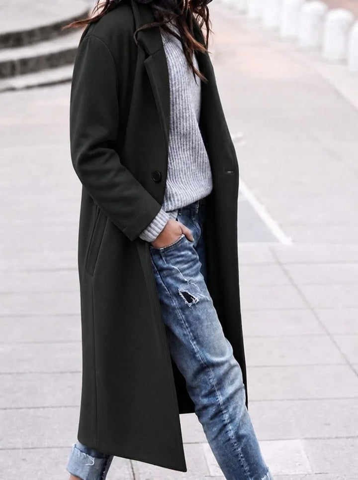 Oversized winterjas met knopen en revers