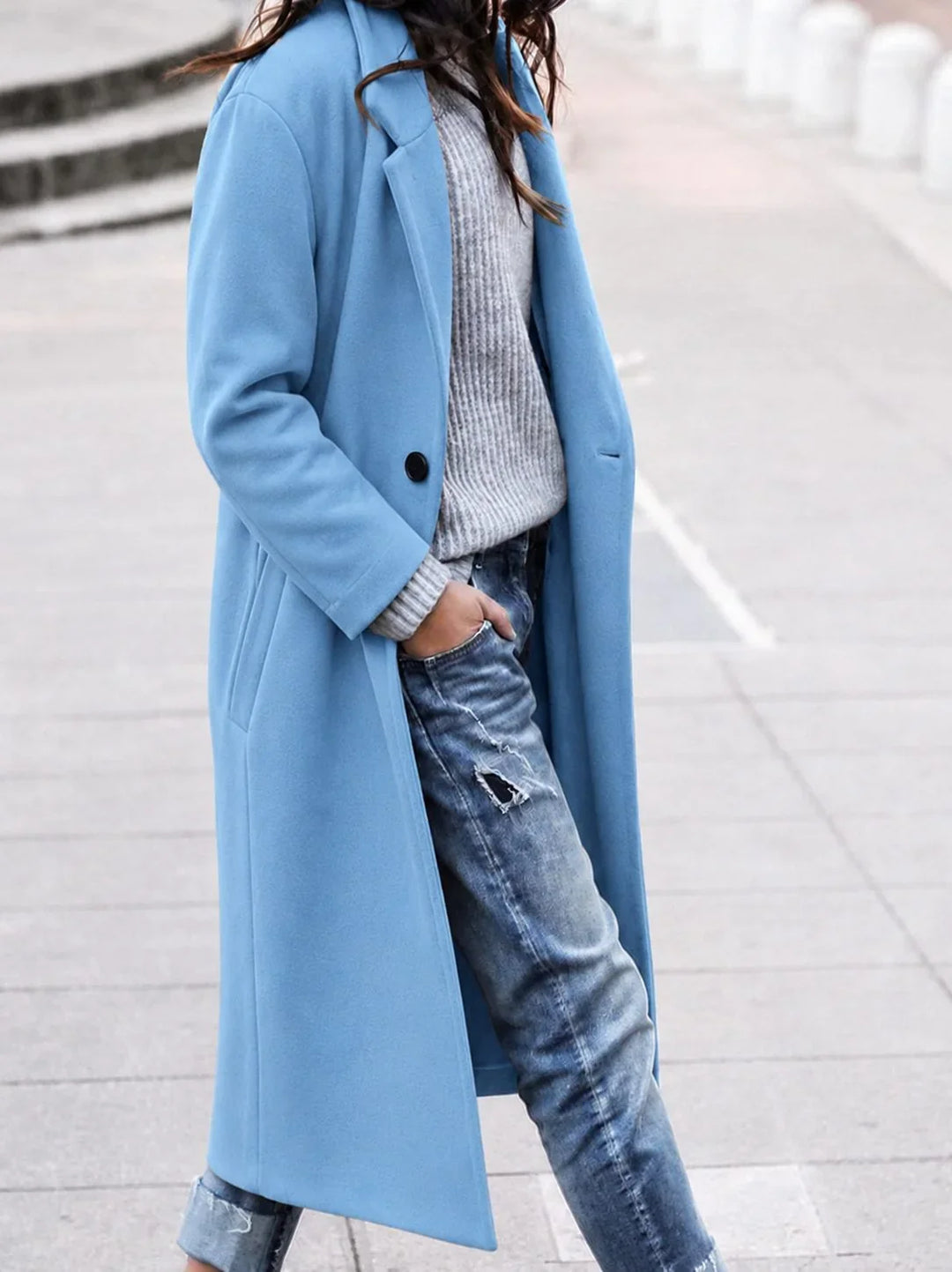 Oversized winterjas met knopen en revers