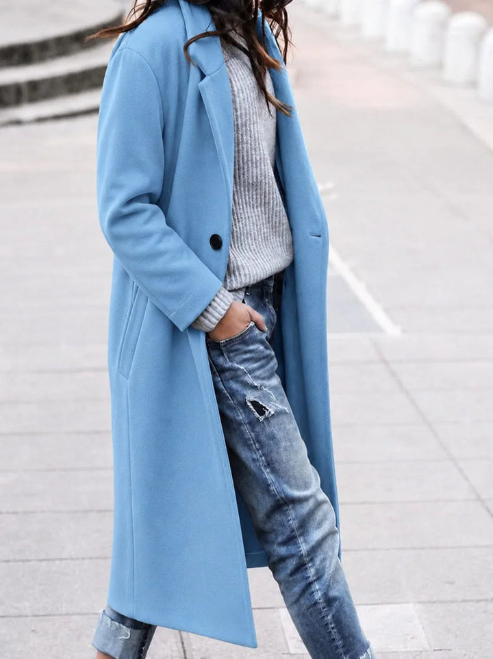 Oversized winterjas met knopen en revers