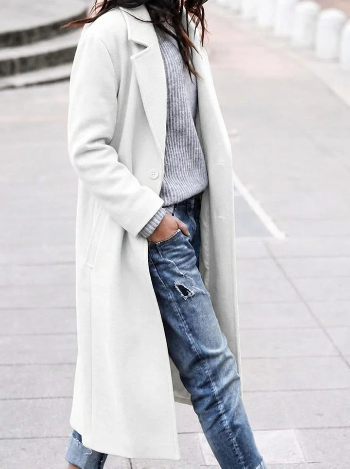 Oversized winterjas met knopen en revers