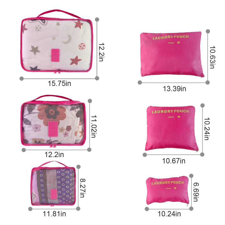 Pakkubussen en compressiezakken reisorganizerset met tasjes 6-delig bagage reizen