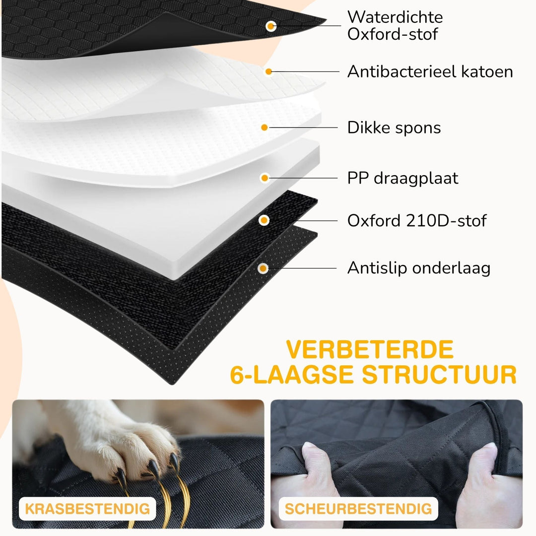 Waterdichte autostoelverlenger voor honden met stevige bodem en traagschuimbed