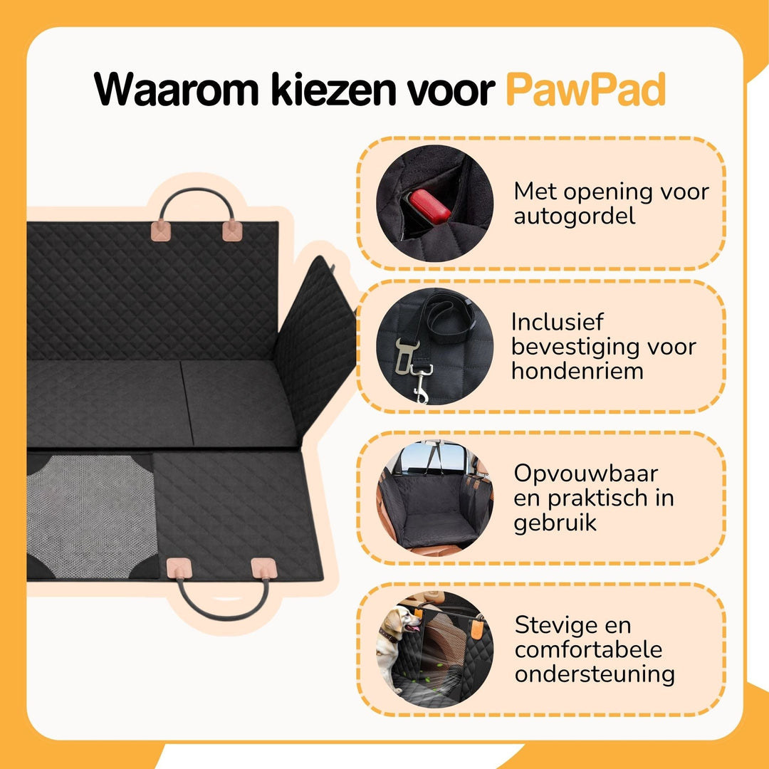 Waterdichte autostoelverlenger voor honden met stevige bodem en traagschuimbed