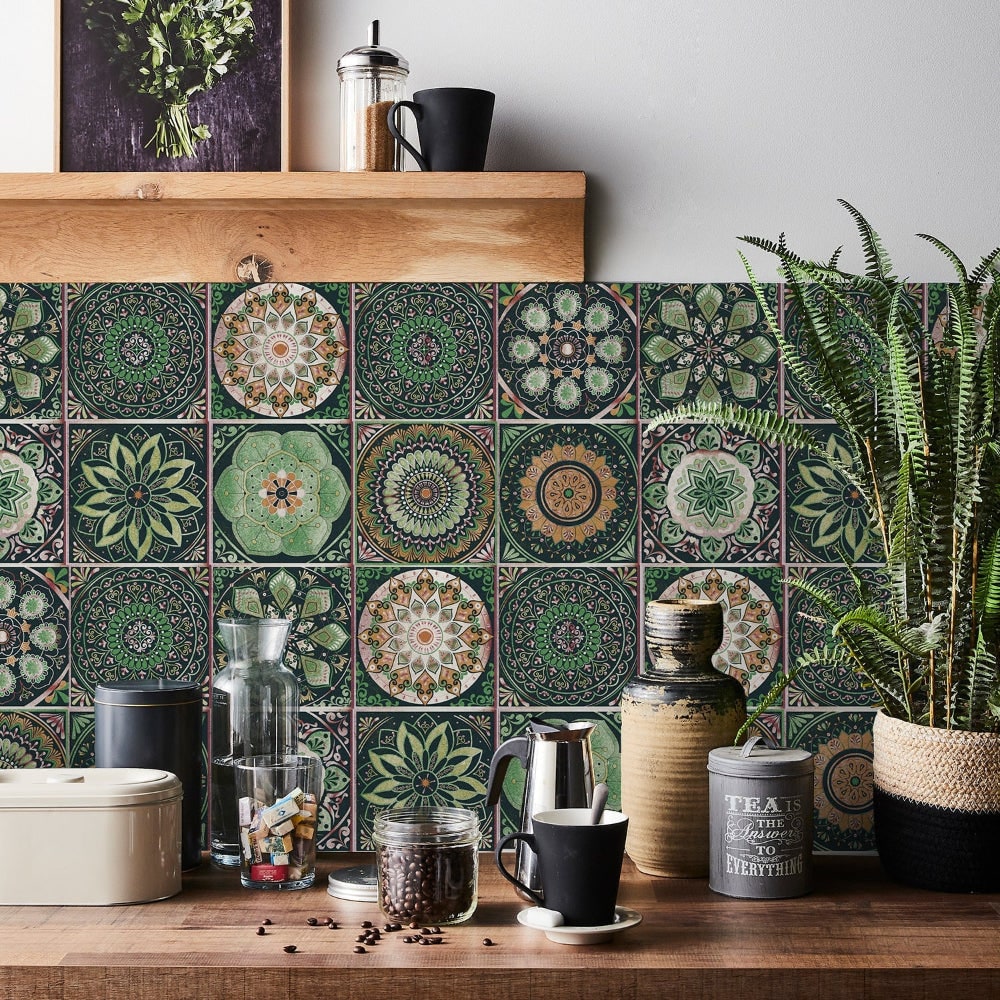 Zelfklevende tegelstickers voor achterwand, wanddecoratie met mandalapatronen, set van 24