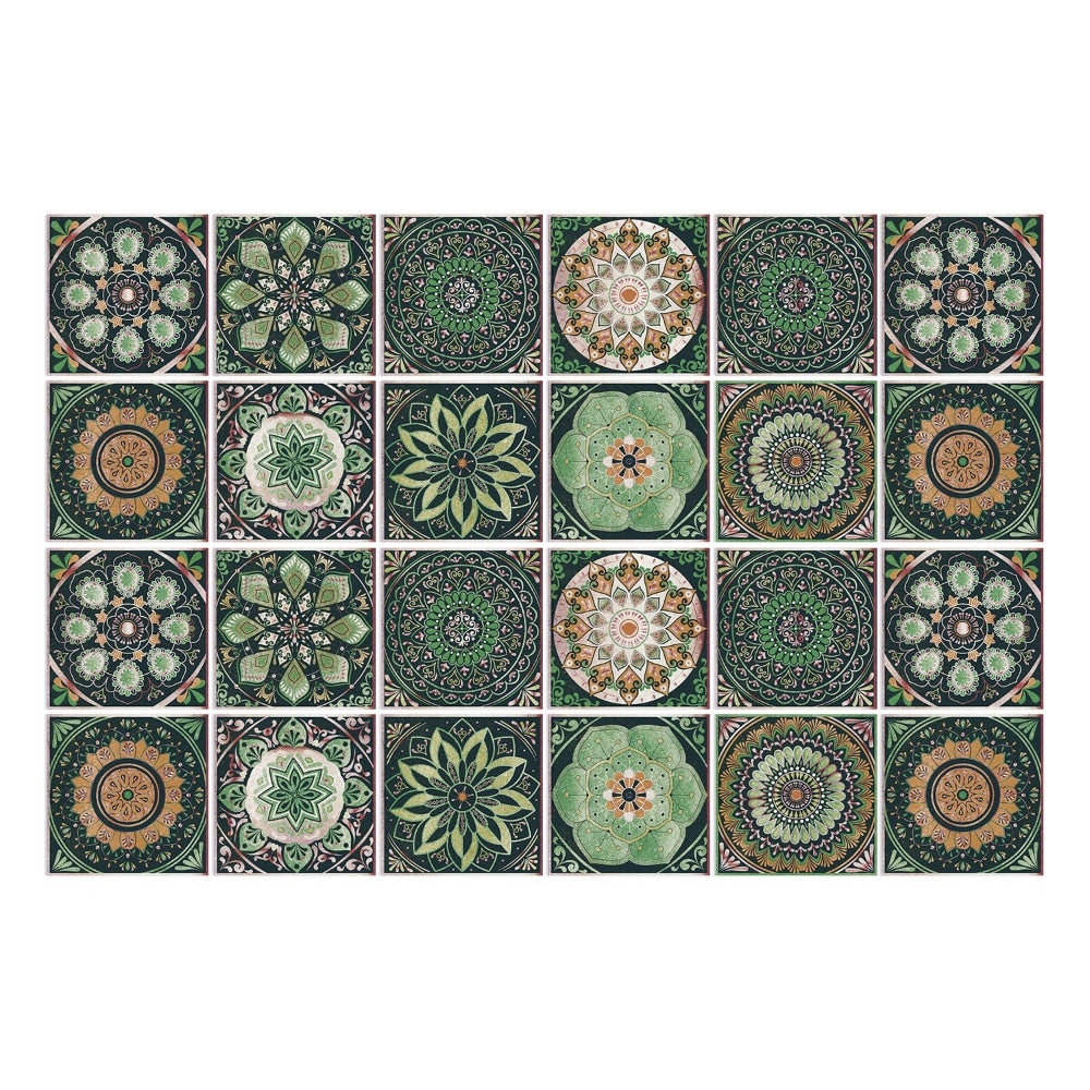 Zelfklevende tegelstickers voor achterwand, wanddecoratie met mandalapatronen, set van 24