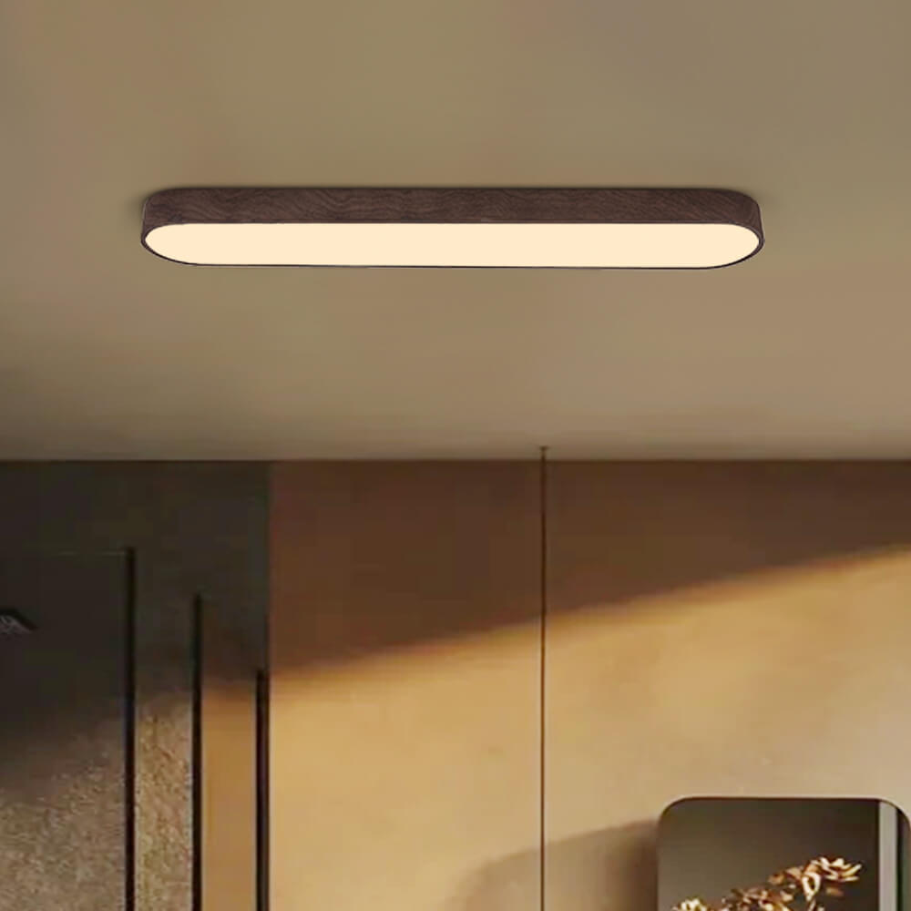Ovale LED Plafondlamp Nordic Glow met Houten Accent