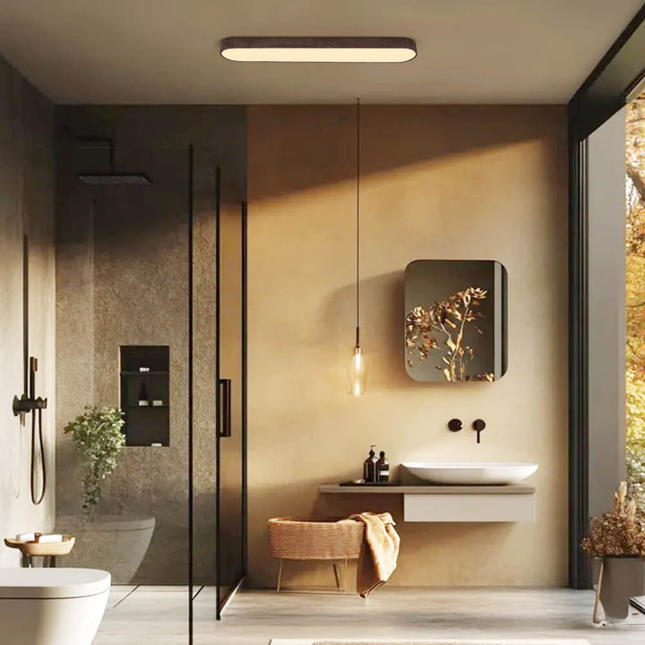 Ovale LED Plafondlamp Nordic Glow met Houten Accent
