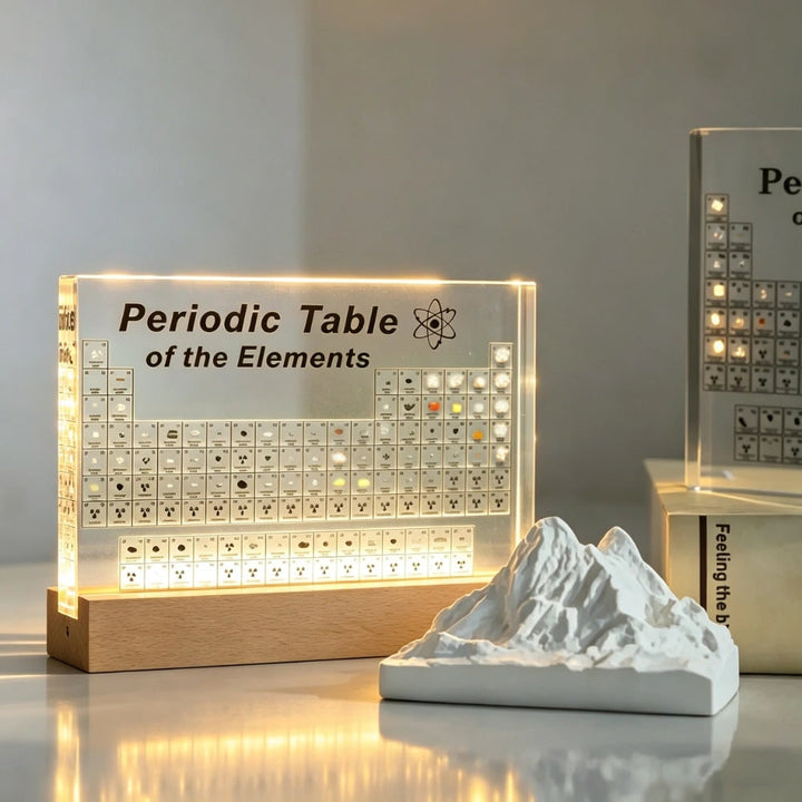 Periodiek systeem met echte elementen acryl LED-display educatief cadeau