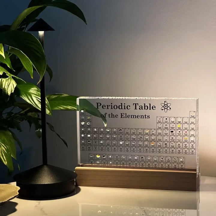 Periodiek systeem met echte elementen acryl LED-display educatief cadeau
