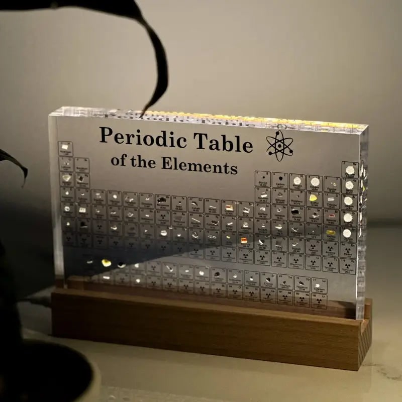 Periodiek systeem met echte elementen acryl LED-display educatief cadeau